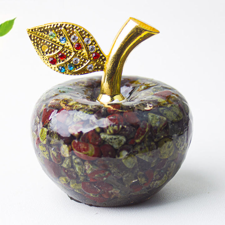 Olivenorma Crystal Epoxy Gold Leaf Apple Gemstone Decoration - Dragon Blood Stone - image 13