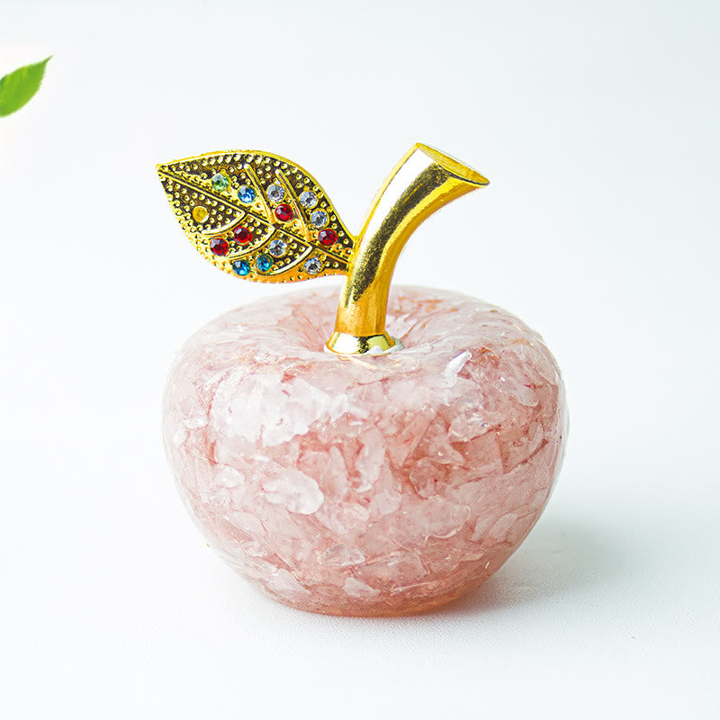 Olivenorma Crystal Epoxy Gold Leaf Apple Gemstone Decoration - Rose Quartz - image 29