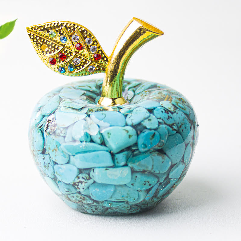 Olivenorma Crystal Epoxy Gold Leaf Apple Gemstone Decoration - Turquoise - image 37