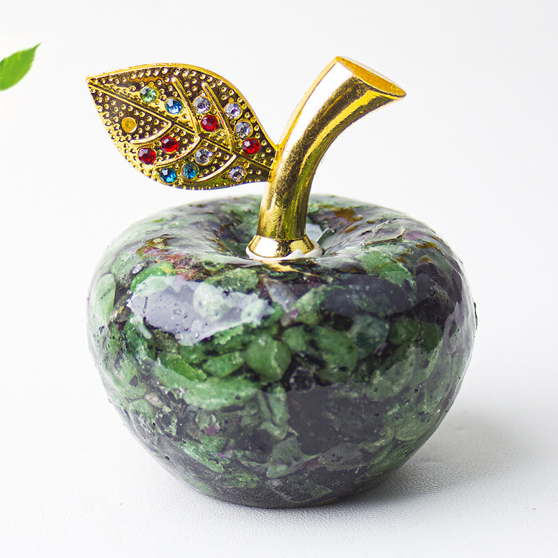 Olivenorma Crystal Epoxy Gold Leaf Apple Gemstone Decoration - Ruby Zoisite - image 31