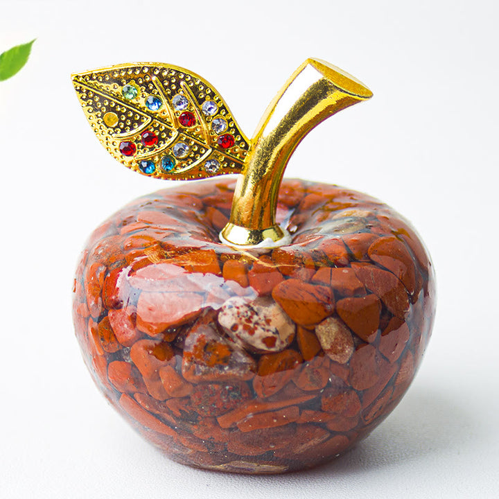 Olivenorma Crystal Epoxy Gold Leaf Apple Gemstone Decoration - Red Jasper - image 27