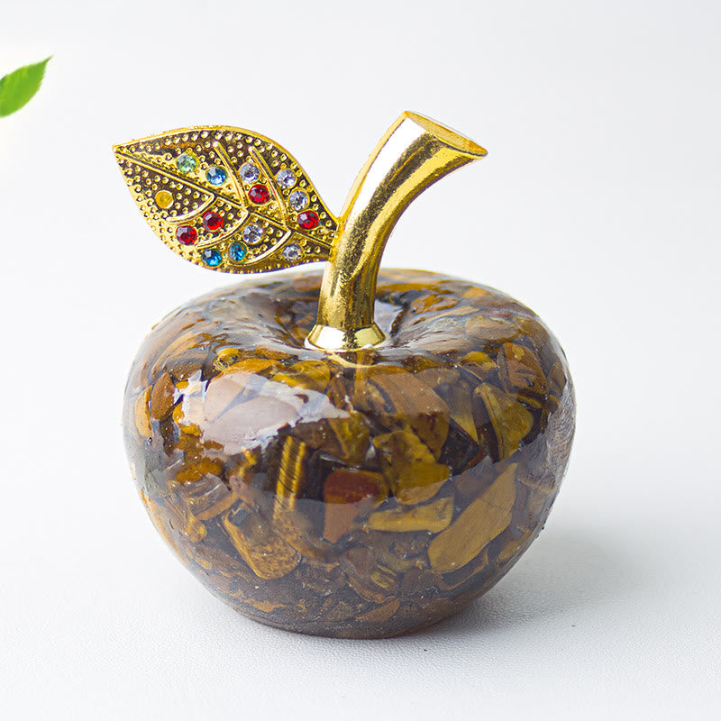 Olivenorma Crystal Epoxy Gold Leaf Apple Gemstone Decoration - Tiger Eye - image 35