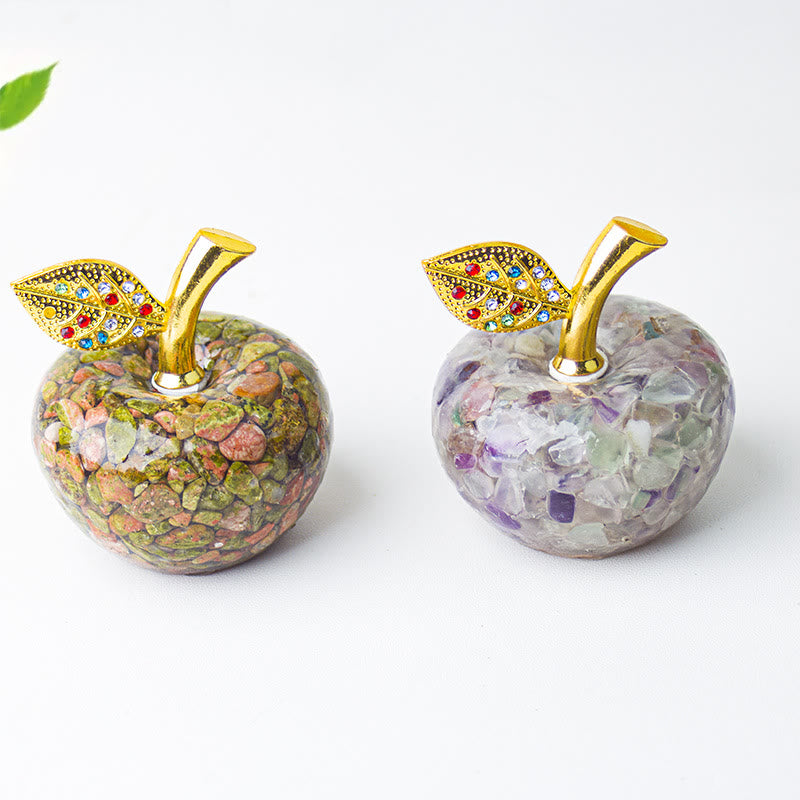 Olivenorma Crystal Epoxy Gold Leaf Apple Gemstone Decoration - image 2