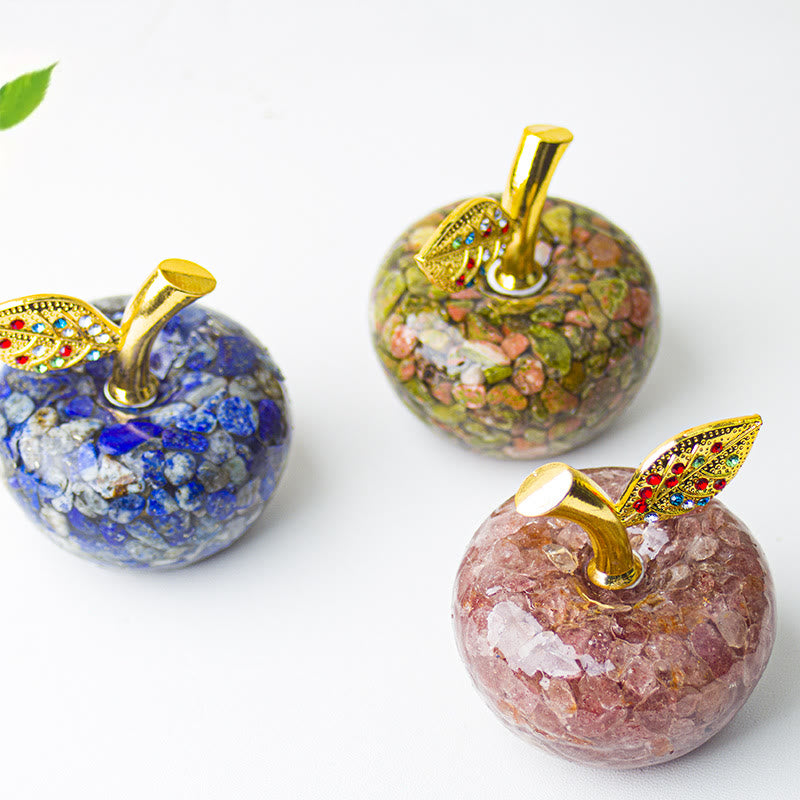 Olivenorma Crystal Epoxy Gold Leaf Apple Gemstone Decoration - image 1