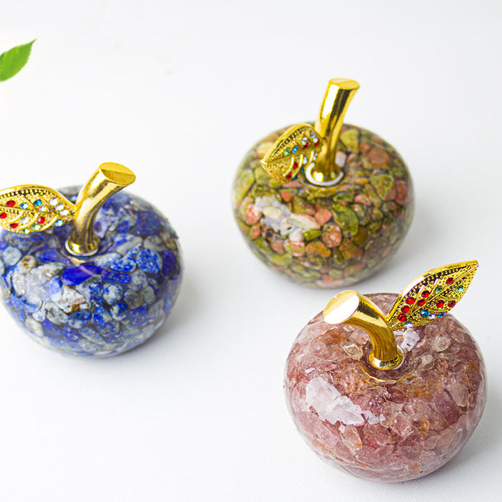 Olivenorma Crystal Epoxy Gold Leaf Apple Gemstone Decoration - image 1