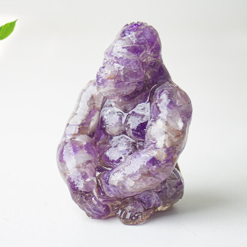 Olivenorma Crystal Epoxy Gorilla Gemstone Decoration - Amethyst - image 4