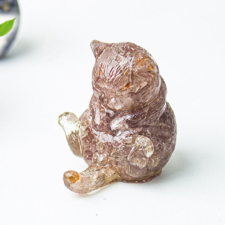 Olivenorma Crystal Epoxy Cat In Heat Gemstone Decoration - Strawberry Quartz - image 52