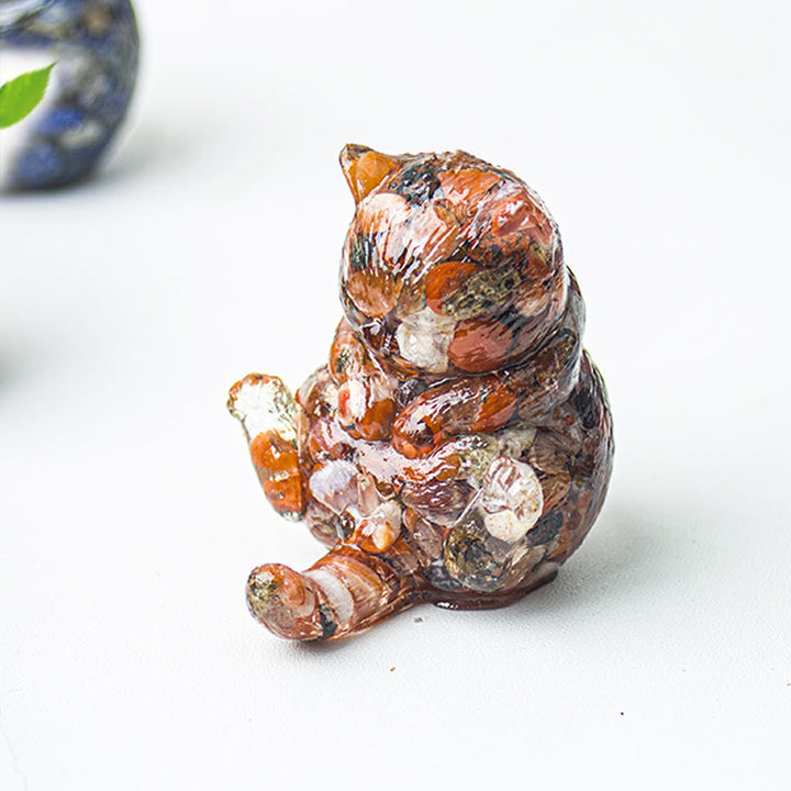 Olivenorma Crystal Epoxy Cat In Heat Gemstone Decoration - Red Agate - image 40