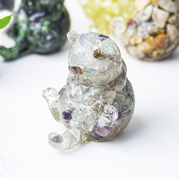 Olivenorma Crystal Epoxy Cat In Heat Gemstone Decoration - Rainbow Fluorite - image 38