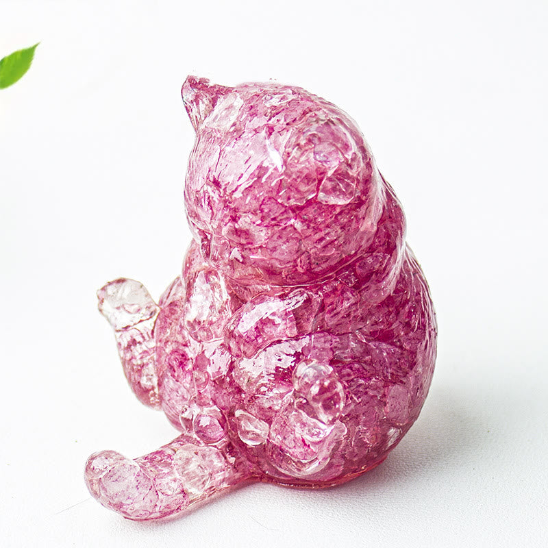 Olivenorma Crystal Epoxy Cat In Heat Gemstone Decoration - Pink Crystal - image 36