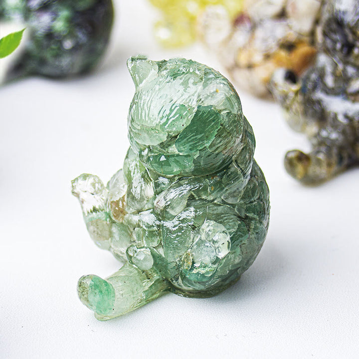 Olivenorma Crystal Epoxy Cat In Heat Gemstone Decoration - Green Aventurine - image 22