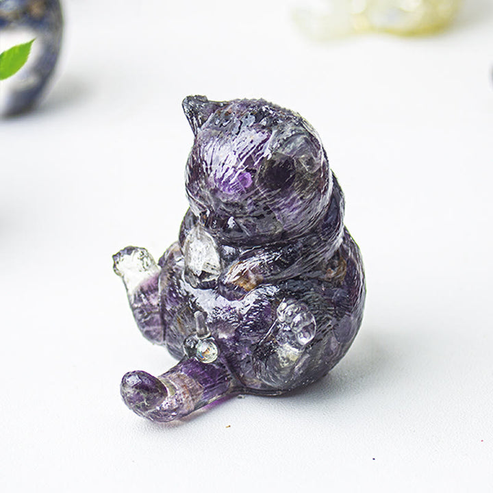 Olivenorma Crystal Epoxy Cat In Heat Gemstone Decoration - Amethyst - image 4