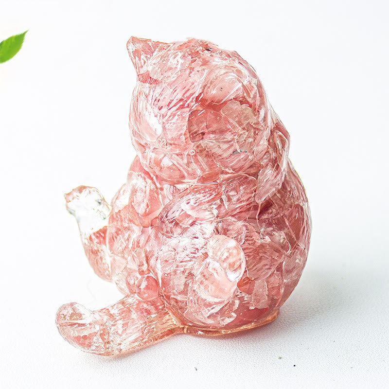 Olivenorma Crystal Epoxy Cat In Heat Gemstone Decoration - Red Smelting Quartz - image 44