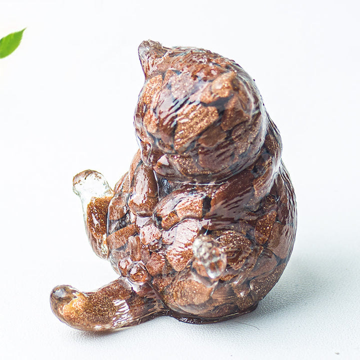 Olivenorma Crystal Epoxy Cat In Heat Gemstone Decoration - Sandstone - image 50