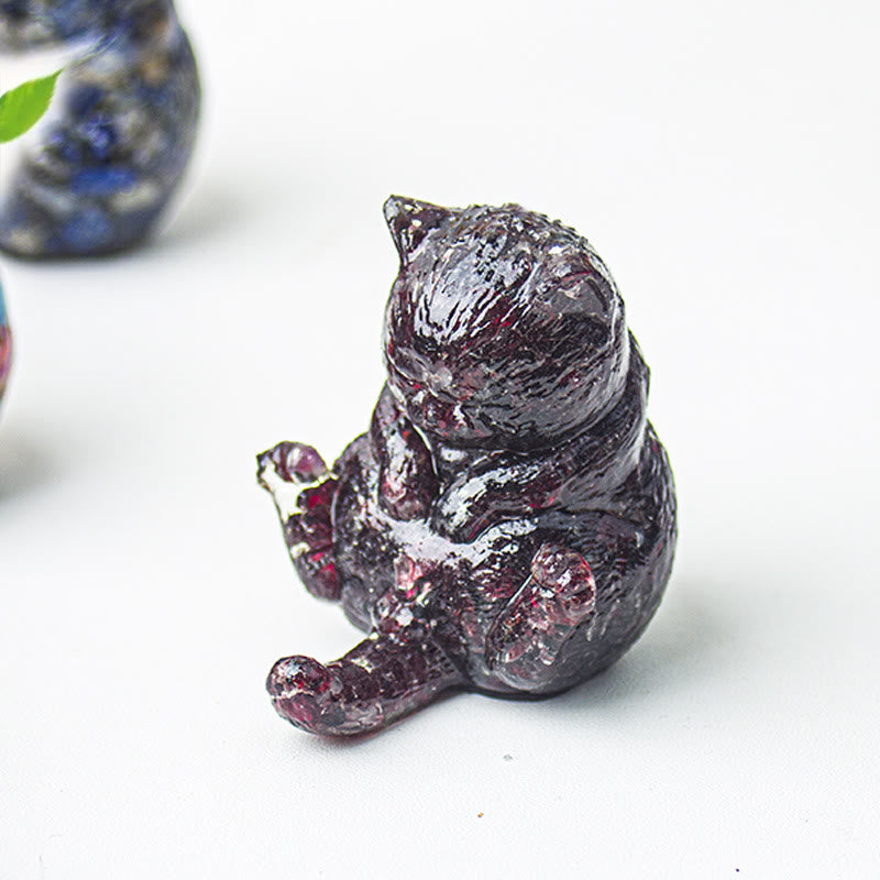 Olivenorma Crystal Epoxy Cat In Heat Gemstone Decoration - Garnet - image 18