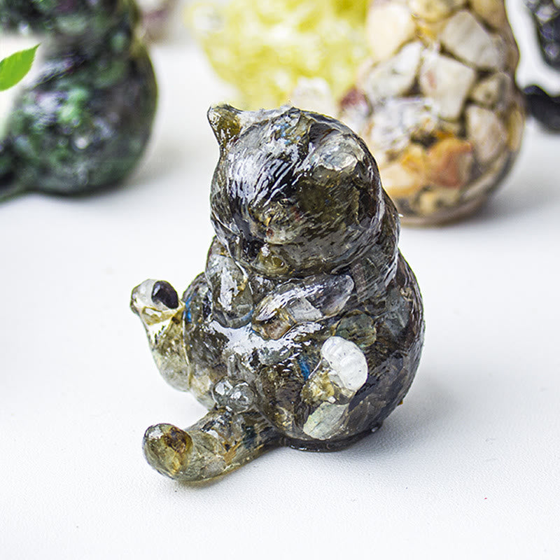 Olivenorma Crystal Epoxy Cat In Heat Gemstone Decoration - Labradorite - image 24