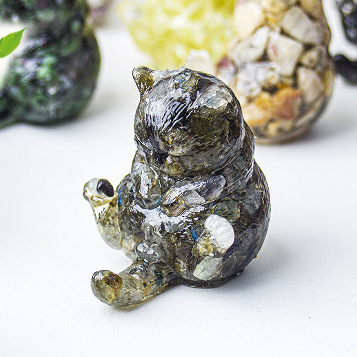 Olivenorma Crystal Epoxy Cat In Heat Gemstone Decoration - Labradorite - image 24
