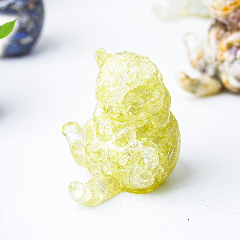 Olivenorma Crystal Epoxy Cat In Heat Gemstone Decoration - Lemon-Quartz - image 28