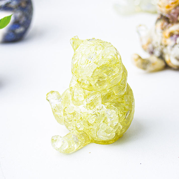 Olivenorma Crystal Epoxy Cat In Heat Gemstone Decoration - Lemon-Quartz - image 28