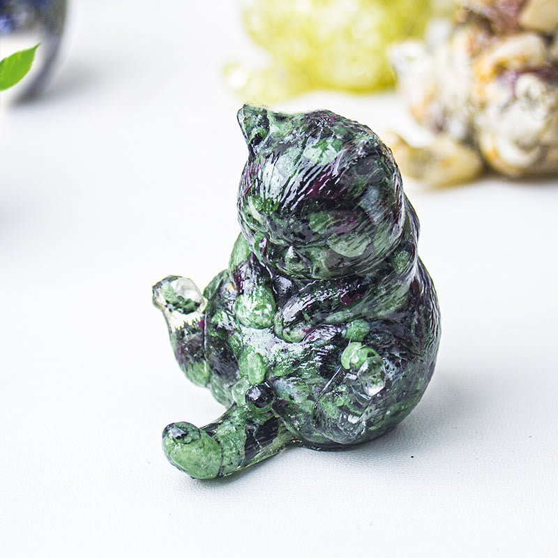 Olivenorma Crystal Epoxy Cat In Heat Gemstone Decoration - Ruby Zoisite - image 48