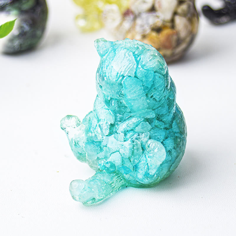 Olivenorma Crystal Epoxy Cat In Heat Gemstone Decoration - Aquamarine - image 6
