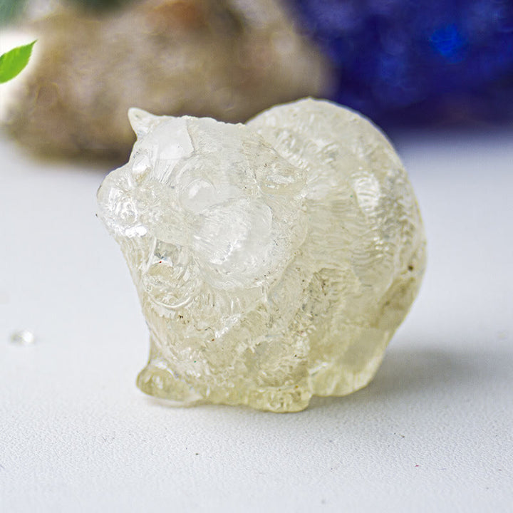 Olivenorma Crystal Epoxy Fighting Cats Gemstone Decoration - Clear Crystal - image 9