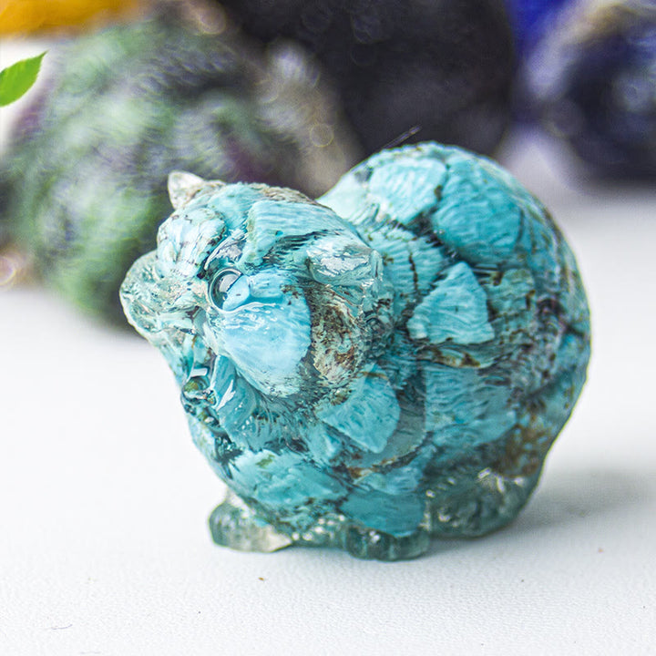 Olivenorma Crystal Epoxy Fighting Cats Gemstone Decoration - Turquoise - image 43