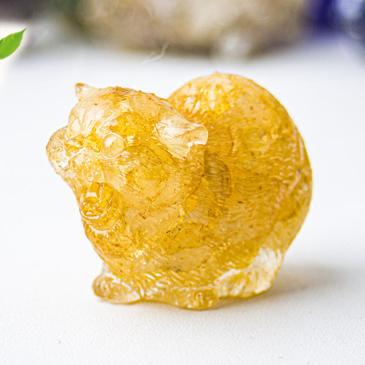 Olivenorma Crystal Epoxy Fighting Cats Gemstone Decoration - Citrine - image 7