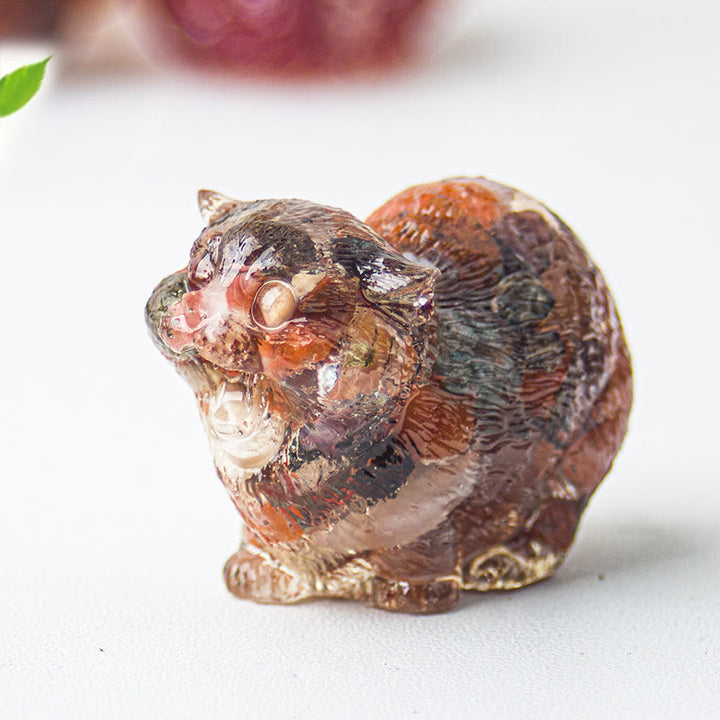 Olivenorma Crystal Epoxy Fighting Cats Gemstone Decoration - Red Agate - image 29