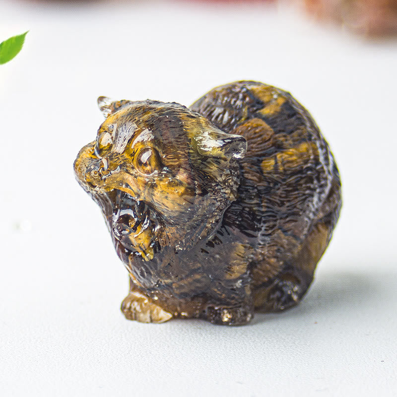 Olivenorma Crystal Epoxy Fighting Cats Gemstone Decoration - Tiger Eye - image 41