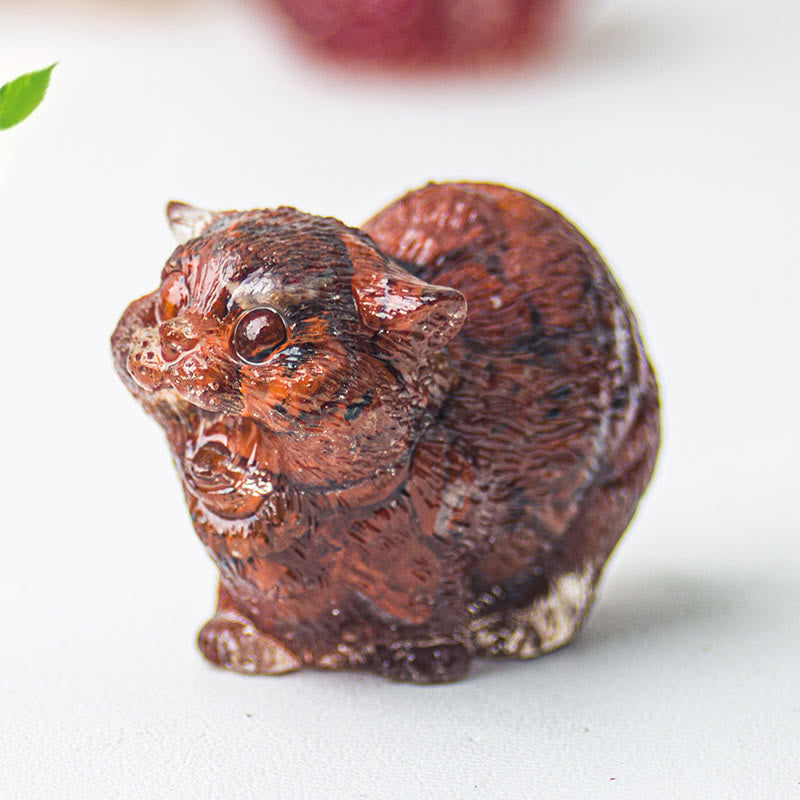 Olivenorma Crystal Epoxy Fighting Cats Gemstone Decoration - Red Jasper - image 31