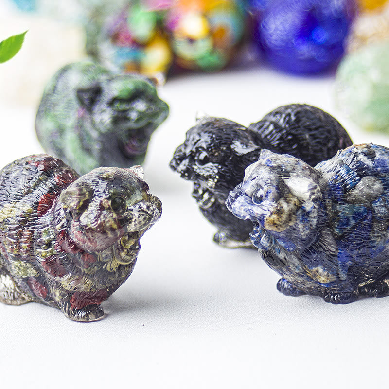 Olivenorma Crystal Epoxy Fighting Cats Gemstone Decoration - image 0