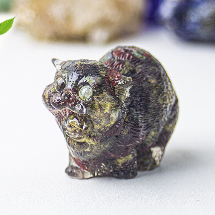 Olivenorma Crystal Epoxy Fighting Cats Gemstone Decoration - Dragon Blood Stone - image 11