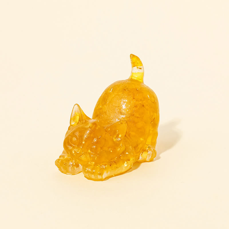 Olivenorma Crystal Epoxy Cute Kitten Gemstone Decoration - Citrine - Pose 2 - image 13