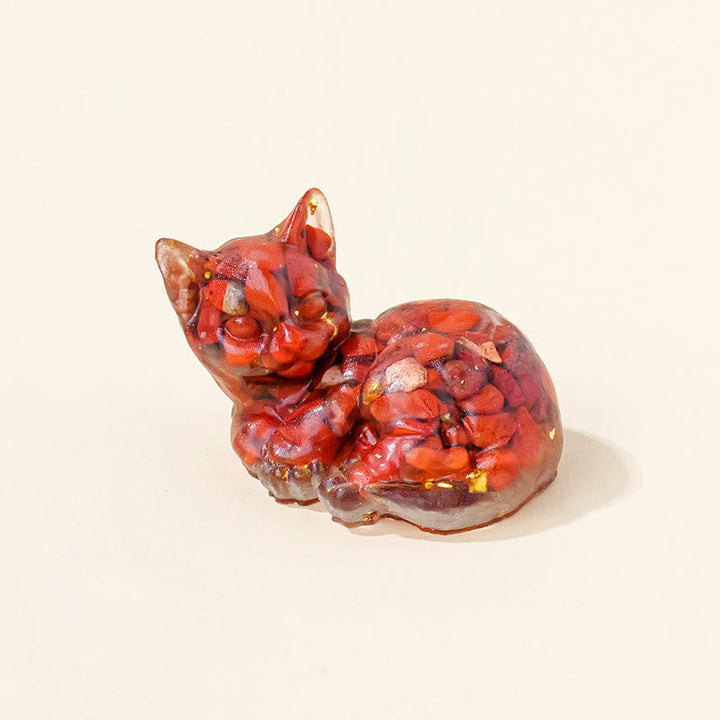 Olivenorma Crystal Epoxy Cute Kitten Gemstone Decoration - Red Jasper - Pose 4 - image 29