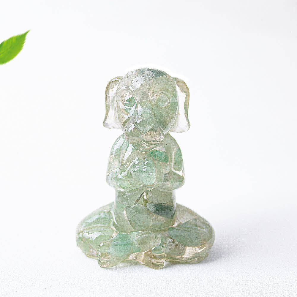 Olivenorma Crystal Epoxy Zen Meditation Dog Gemstone Decoration - Green Aventurine - image 18