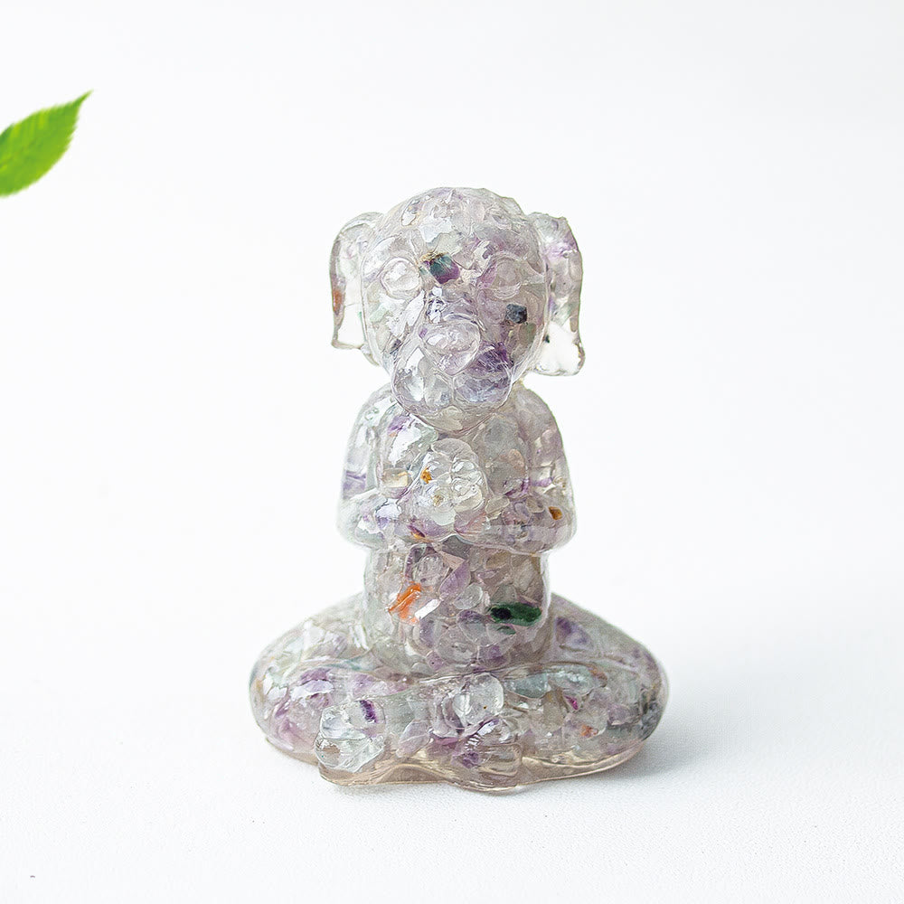 Olivenorma Crystal Epoxy Zen Meditation Dog Gemstone Decoration - Rainbow Fluorite - image 28