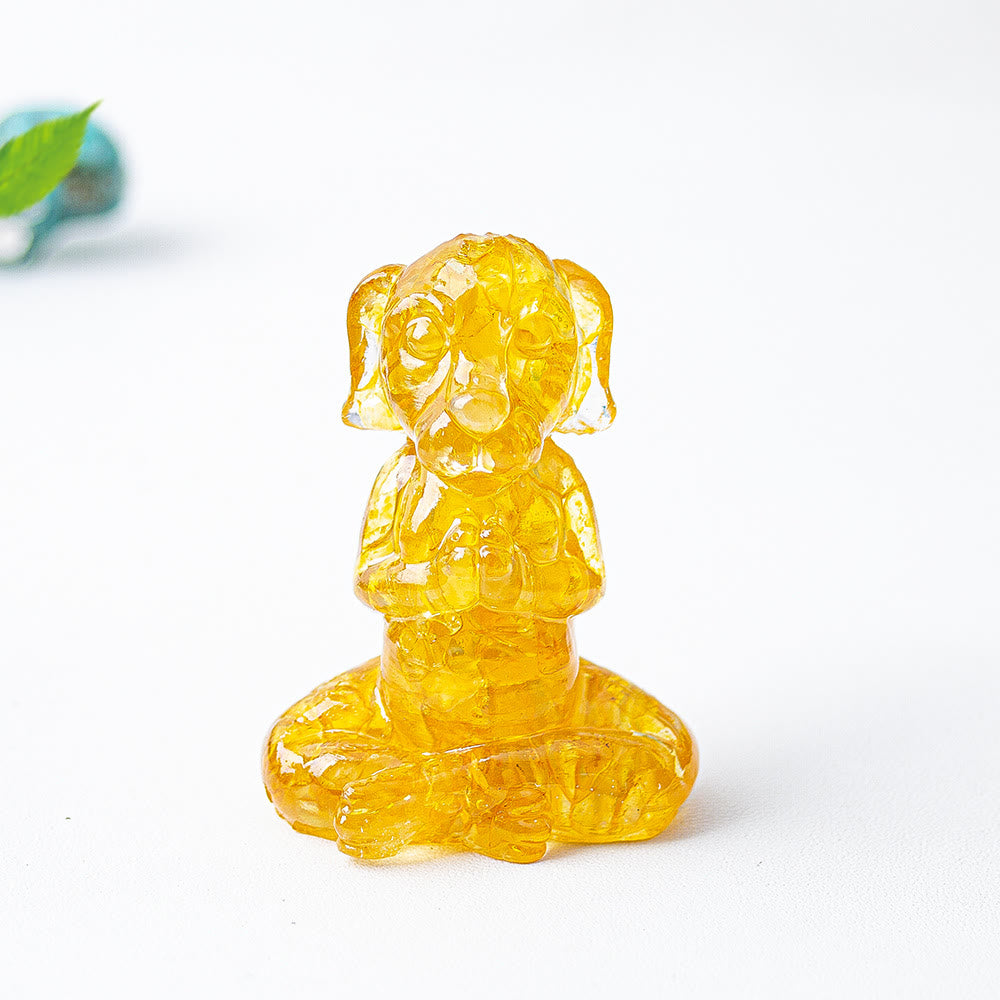 Olivenorma Crystal Epoxy Zen Meditation Dog Gemstone Decoration - Citrine - image 10