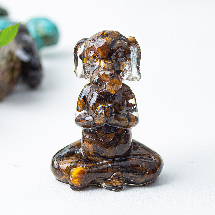 Olivenorma Crystal Epoxy Zen Meditation Dog Gemstone Decoration - Tiger Eye - image 40