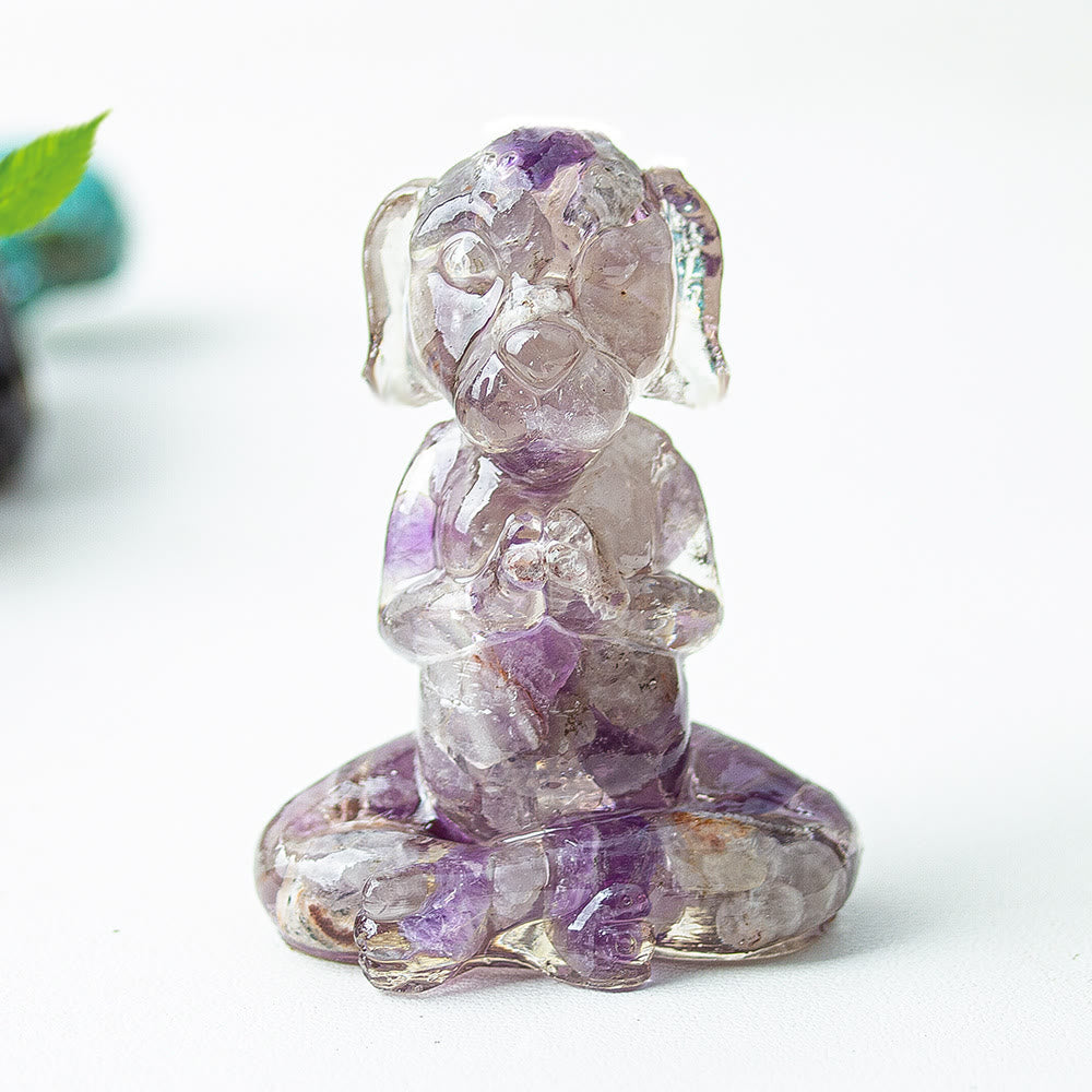 Olivenorma Crystal Epoxy Zen Meditation Dog Gemstone Decoration - Amethyst - image 4