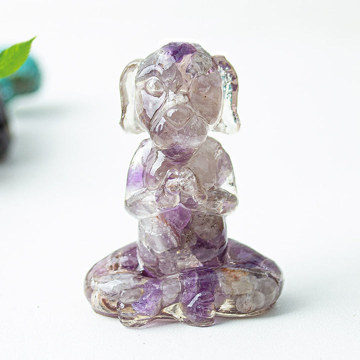 Olivenorma Crystal Epoxy Zen Meditation Dog Gemstone Decoration - Amethyst - image 4