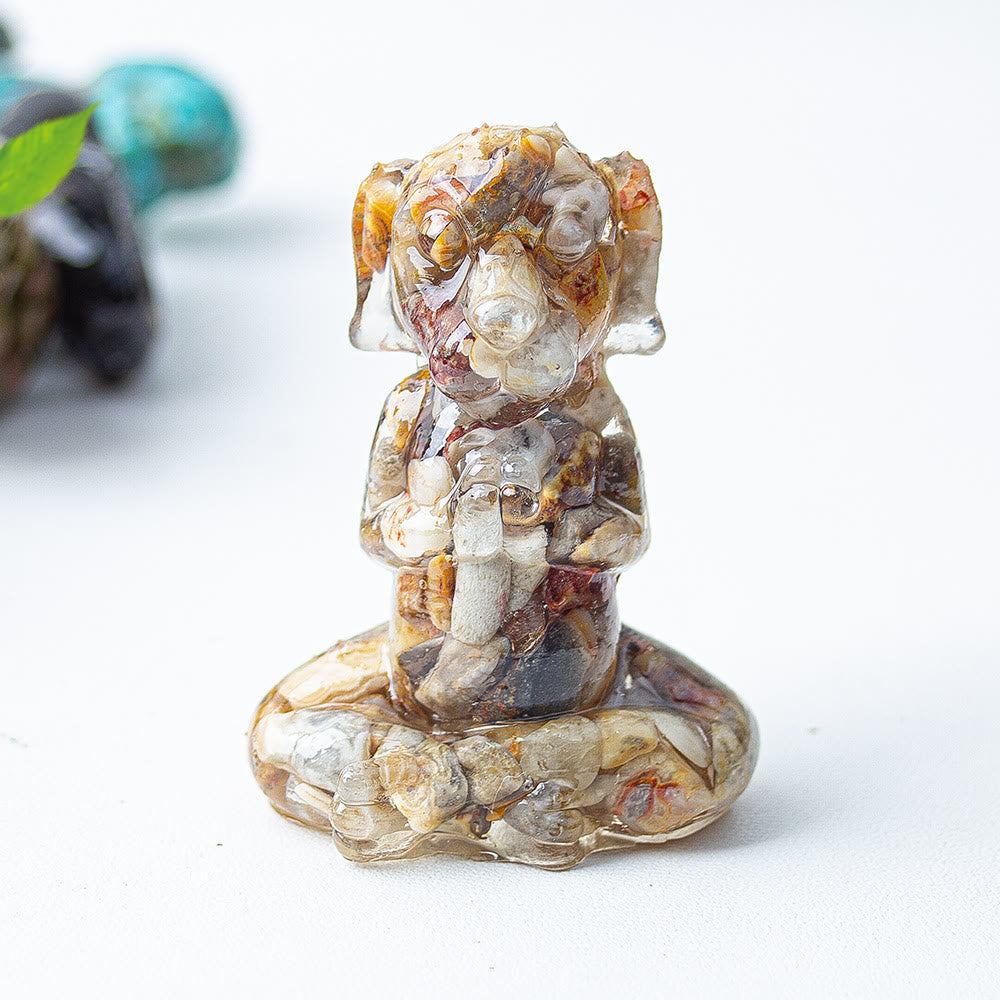 Olivenorma Crystal Epoxy Zen Meditation Dog Gemstone Decoration - Crazy Agate - image 46