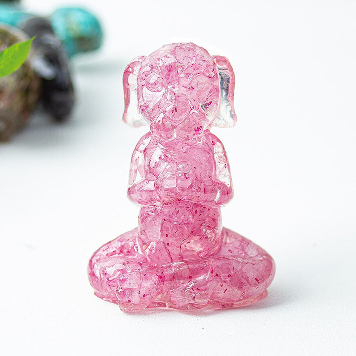 Olivenorma Crystal Epoxy Zen Meditation Dog Gemstone Decoration - Pink Crystal - image 26