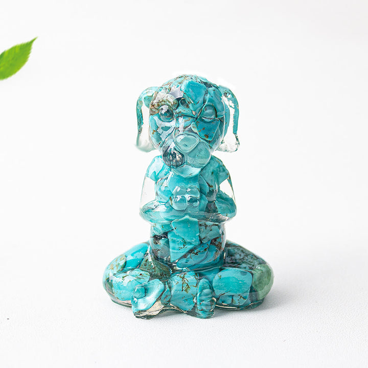Olivenorma Crystal Epoxy Zen Meditation Dog Gemstone Decoration - Turquoise - image 42