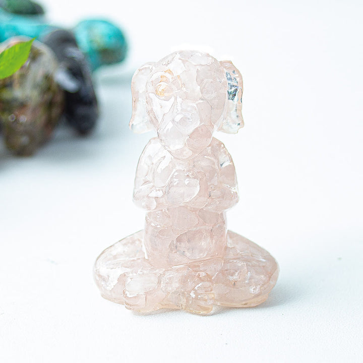 Olivenorma Crystal Epoxy Zen Meditation Dog Gemstone Decoration - Rose Quartz - image 34