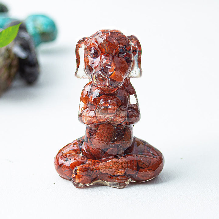 Olivenorma Crystal Epoxy Zen Meditation Dog Gemstone Decoration - Red Jasper - image 32