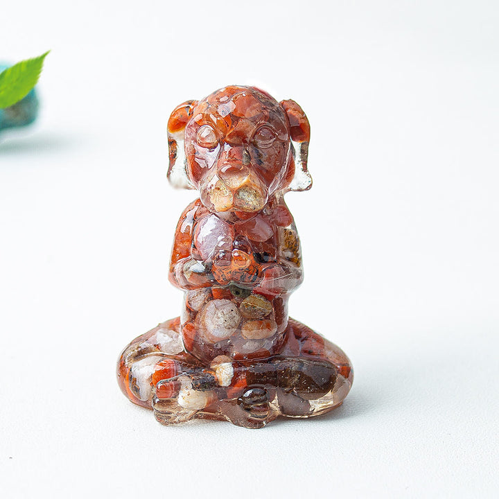 Olivenorma Crystal Epoxy Zen Meditation Dog Gemstone Decoration - Red Agate - image 30