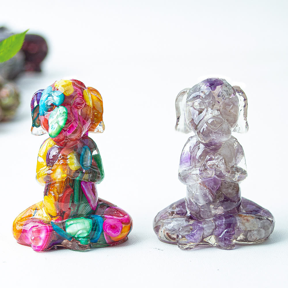 Olivenorma Crystal Epoxy Zen Meditation Dog Gemstone Decoration - image 3