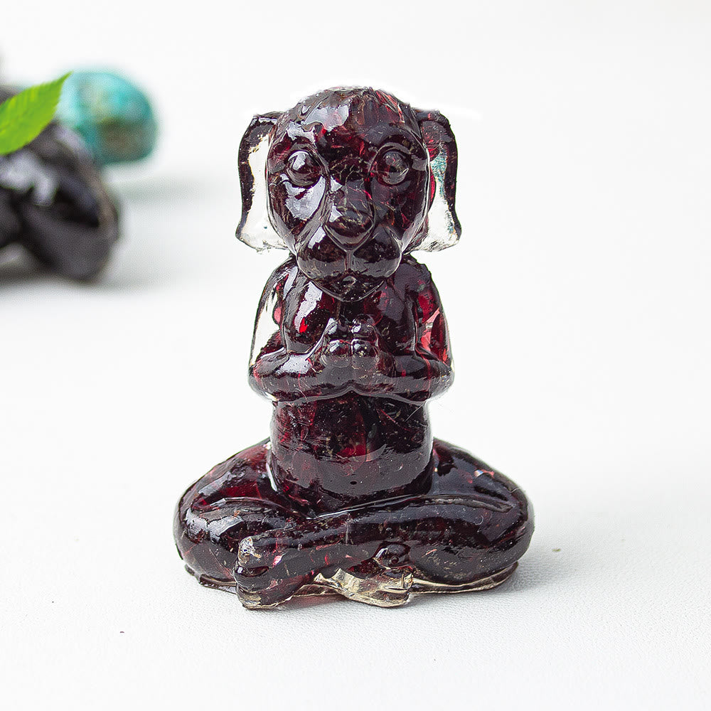 Olivenorma Crystal Epoxy Zen Meditation Dog Gemstone Decoration - Garnet - image 16