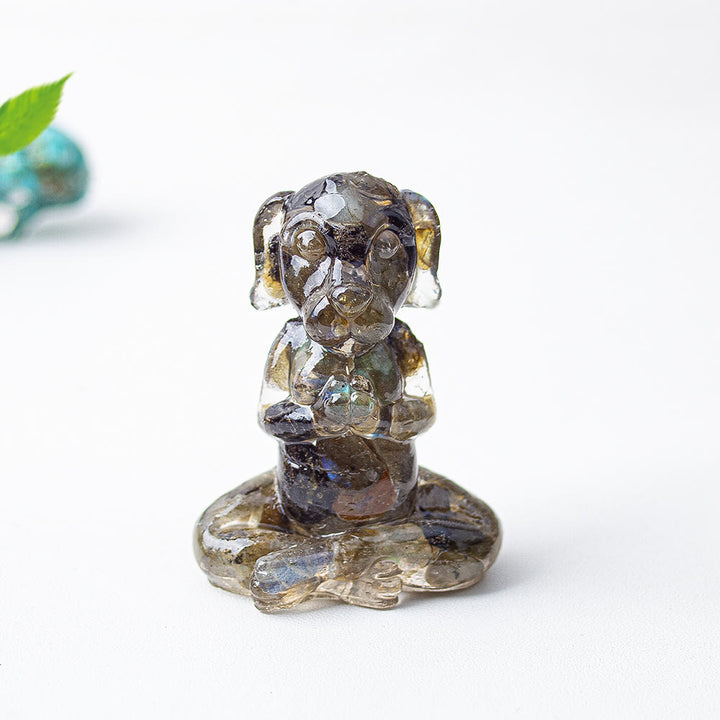 Olivenorma Crystal Epoxy Zen Meditation Dog Gemstone Decoration - Labradorite - image 20
